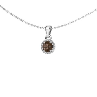 Pendant Seline rnd 950 platinum smokey quartz 4.7 mm