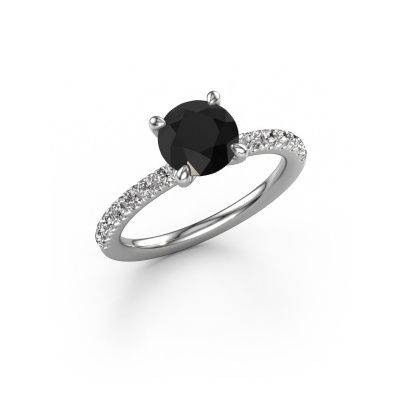 Bague de fiançailles Crystal RND 2 950 platine diamant noir 2.08 crt