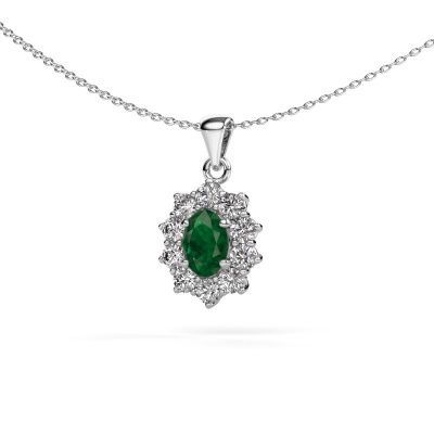 Necklace Leesa 585 white gold emerald 7x5 mm