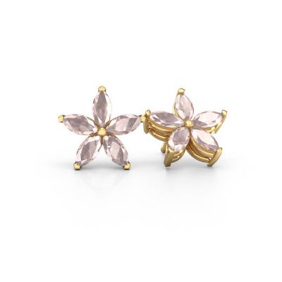 Stud earrings Sylvana 585 gold morganite champagne 5x2.5 mm