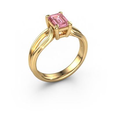 Engagement ring Antonia eme 1 585 gold pink lab grown diamond 7x5 mm