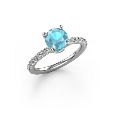 Engagement ring Crystal rnd 4 950 platinum blue topaz 7 mm