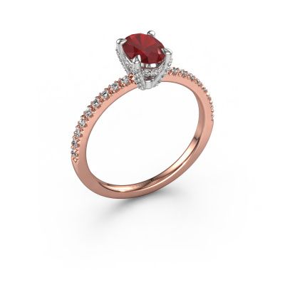 Engagement ring Saskia 1 OVL 585 rose gold ruby 7x5 mm