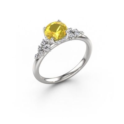 Engagement ring Emma RND 585 white gold yellow sapphire 6.5 mm