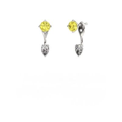 Pendants d'oreilles Kate RND-PER 950 platine diamants synthétiques jaune 5 mm
