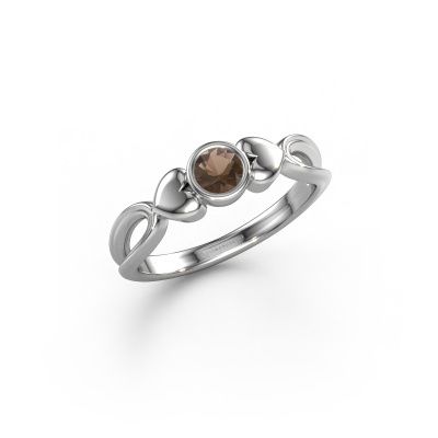 Ring Lorrine 950 platinum smokey quartz 4 mm