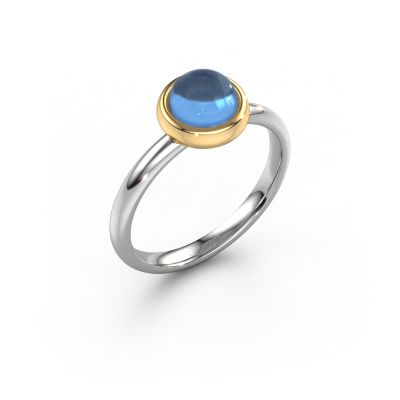Ring Blossom 585 Weißgold Blau Topas 5 mm