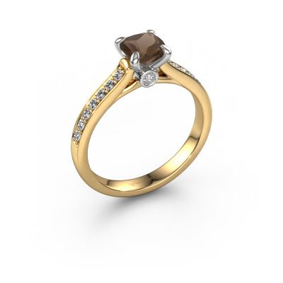 Bague de fiançailles Valorie cus 2 585 or jaune quartz fumé 5.5 mm