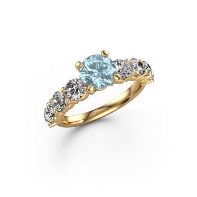 Engagement ring Deja 585 gold blue lab grown diamond 6.5 mm