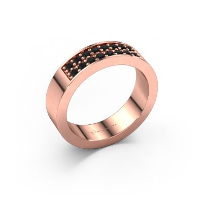 Stackable ring Catharina 5 585 rose gold black diamond 0.384 crt