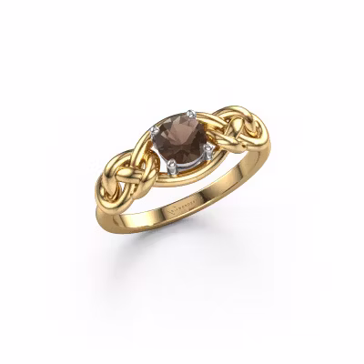 Ring Zoe 585 gold smokey quartz 5 mm