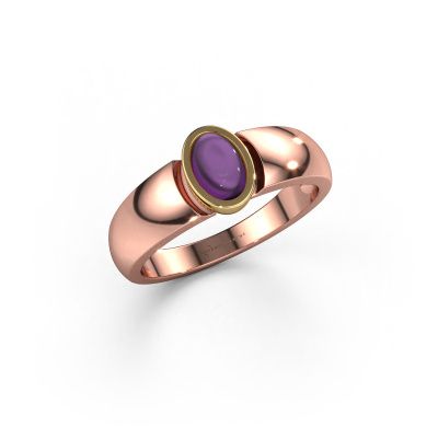Ring Tonneke 585 rose gold amethyst 6x4 mm