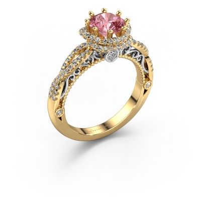 Engagement ring Lysanne 585 gold pink lab grown diamond 6.5 mm
