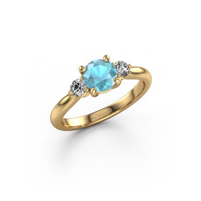 Engagement ring Lieselot RND 585 gold blue topaz 6.5 mm
