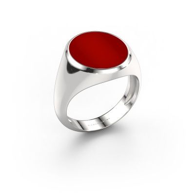 Signet ring Herman 5 light 585 white gold carnelian 15x13 mm