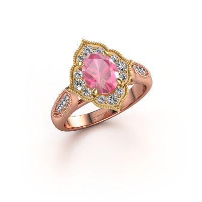 Verlobungsring Rosan 585 Roségold Pink Saphir 8x6 mm