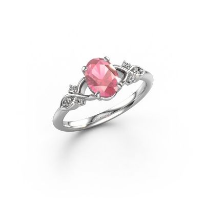Engagement ring Azra OVL 950 platinum tourmaline pink 8x6 mm
