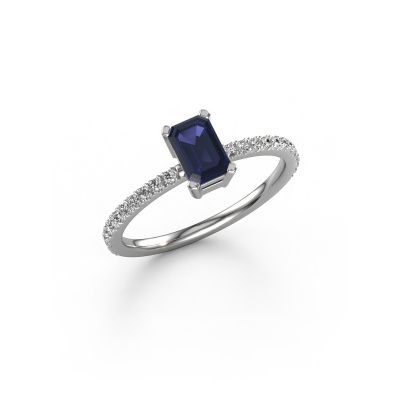 Engagement ring Denita 2 EME 585 white gold sapphire 6x4 mm