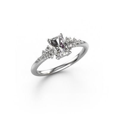 Engagement ring Royce RAD 950 platinum custom diamond 6.5x4.5 mm