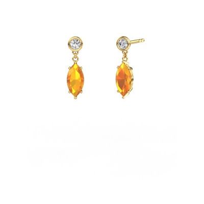 Drop earrings Lacey MRQ 585 gold citrin 10x5 mm