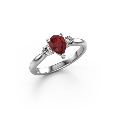Engagement ring Lieselot PER 950 platinum ruby 7x5 mm