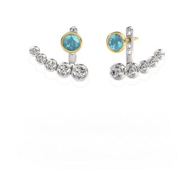 Boucles d'oreilles Wendy 585 or blanc topaze bleue 5 mm