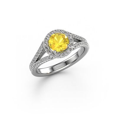 Engagement ring Verla rnd 2 950 platinum yellow sapphire 6.5 mm