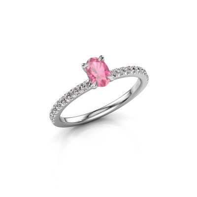 Verlobungsring Crystal OVL 2 950 Platin Pink Saphir 6x4 mm