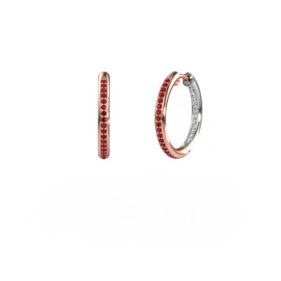 Hoop earrings Sina 15mm 585 rose gold ruby 1.1 mm