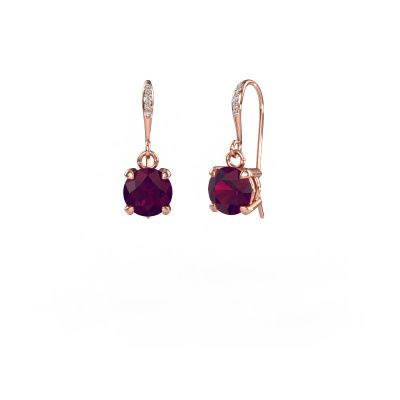 Drop earrings Laurie RND 2 585 rose gold rhodolite 5.7 mm