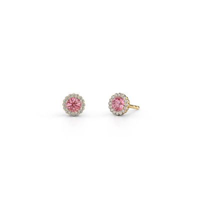 Earrings Queen 585 gold pink lab grown diamond 4.2 mm