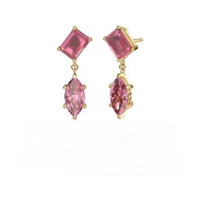 Drop earrings Toi et Moi EME MRQ 585 gold tourmaline pink 8x6 mm