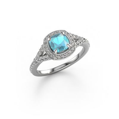 Engagement ring Pamela CUS 950 platinum blue topaz 5.5 mm