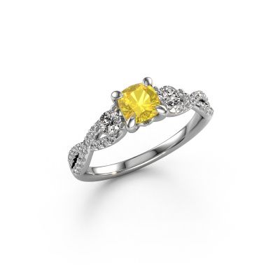 Engagement ring Marilou CUS 950 platinum yellow sapphire 5 mm