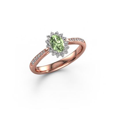 Engagement ring Tilly ovl 2 585 rose gold green lab grown diamond 7x5 mm