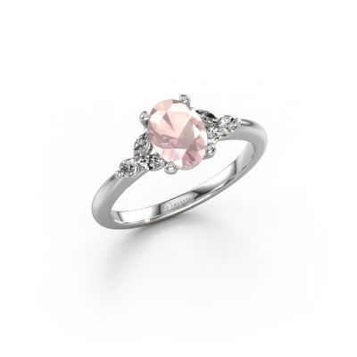 Engagement ring Megan OVL 950 platinum morganite champagne 7,5x5,5 mm