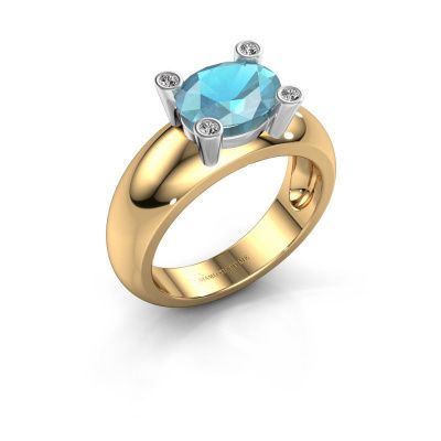Ring Tamara OVL 585 gold blue topaz 9x7 mm