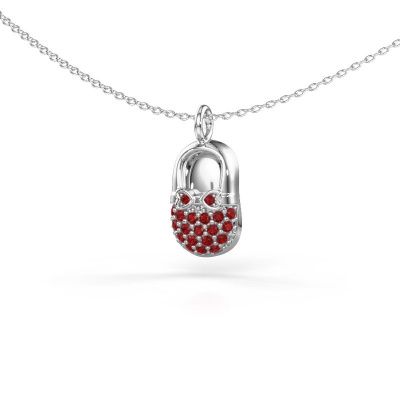 Pendant Babyshoe 585 white gold ruby 1.3 mm