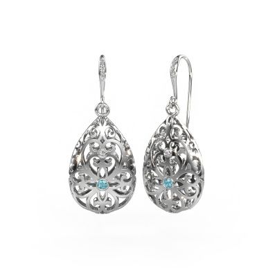 Drop earrings Idalia 2 585 white gold blue topaz 2 mm