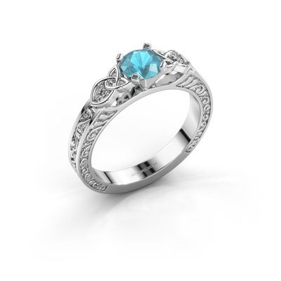 Engagement ring Gillian 585 white gold blue topaz 5 mm