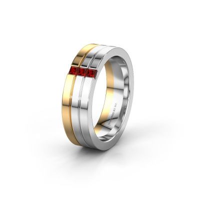 Wedding ring WH0428L16BP 585 white gold garnet ±6x2 mm