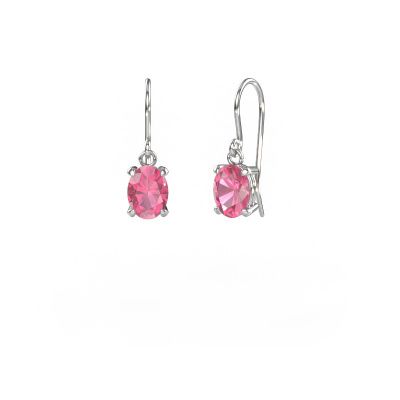 Pendants d'oreilles Laurie OVL 1 950 platine saphir rose 8x6 mm