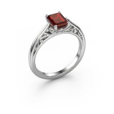 Engagement ring Shannon eme 585 white gold garnet 7x5 mm