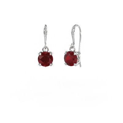 Drop earrings Laurie RND 2 950 platinum ruby 5.7 mm
