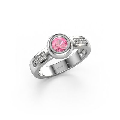 Ring Charlotte Round 585 white gold pink sapphire 4.7 mm