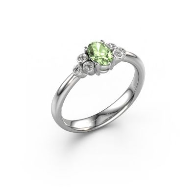 Engagement ring Lucy 1 585 white gold green lab grown diamond 6x4 mm