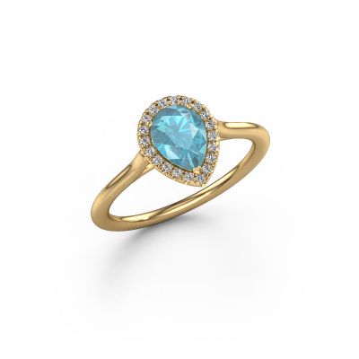 Engagement ring Seline per 1 585 gold blue topaz 7x5 mm