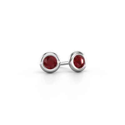 Stud earrings Lieke RND 950 platinum ruby 4 mm