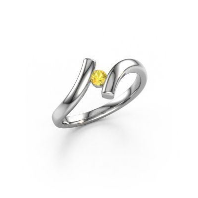 Bague Amy 585 or blanc saphir jaune 4 mm
