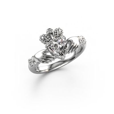 Ring Claddagh 2 950 platinum diamond 0.80 crt